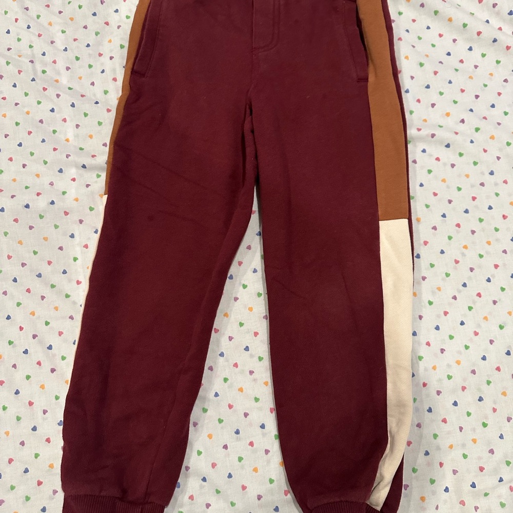 Gymboree Maroon and Tan Kids Fleece Joggers